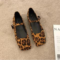 Luipaard ballerina's voor dames Mary Jane, Luipaard