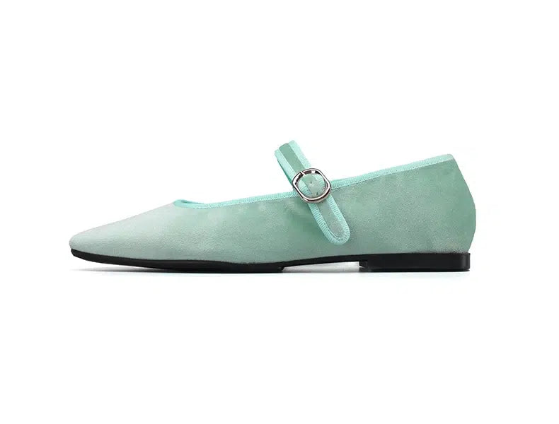 Mary Jane ballerina's in velours voor dames