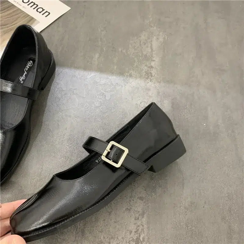 Mary Jane ballerina's gespleten leer zwart voor dames - Tabi-stijl