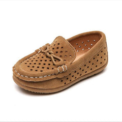 Ademende casual loafers in suède-look voor jongens, Bruin