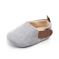 Eerste stapjes mocassins in katoen voor baby, Grijze