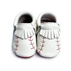 Mocassins met een honkbaldesign voor baby's, Wit