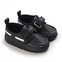 Babymocassins met klittenbandsluiting in bootschoenstijl, Zwart