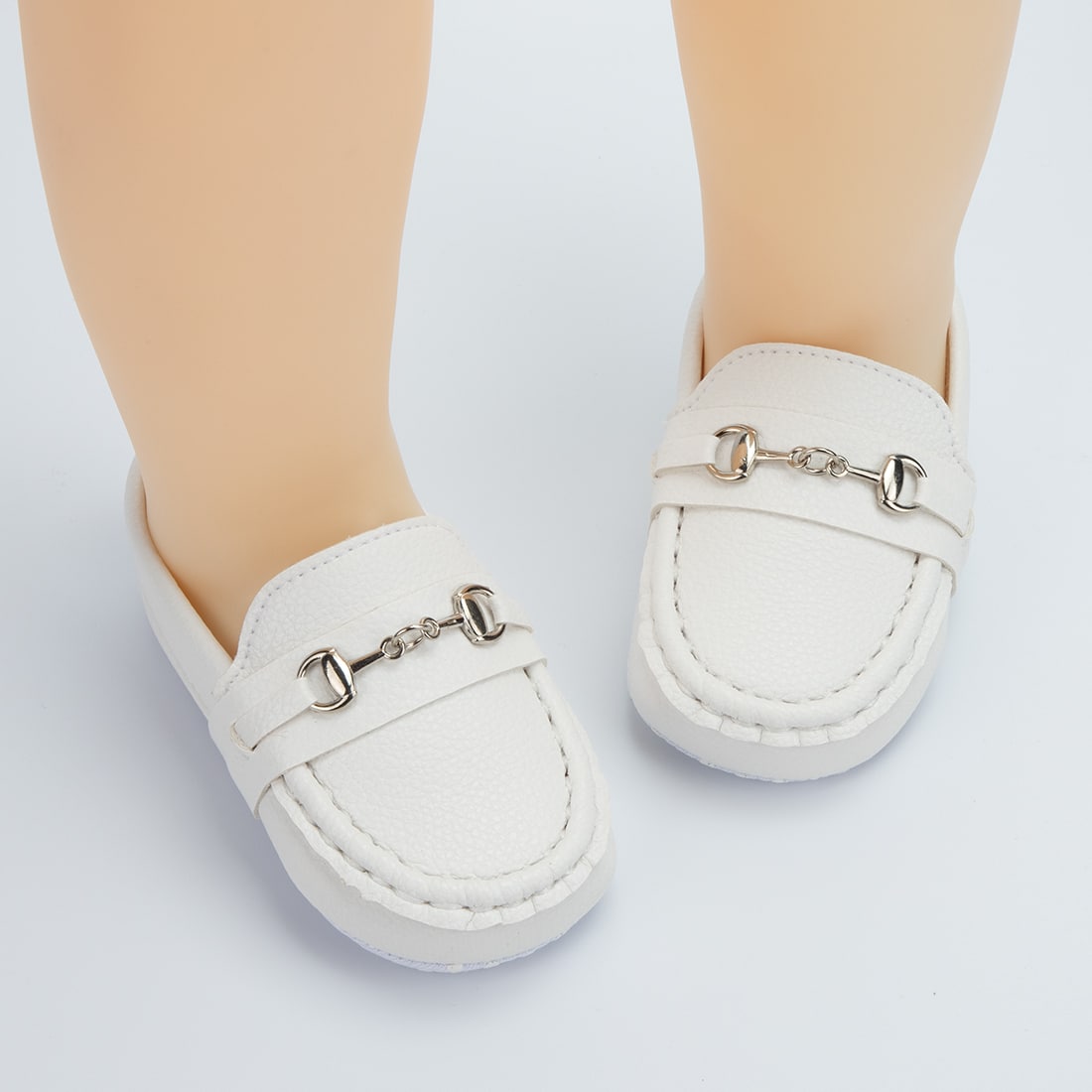 Babyloafers met grainé leereffect en zilveren bit