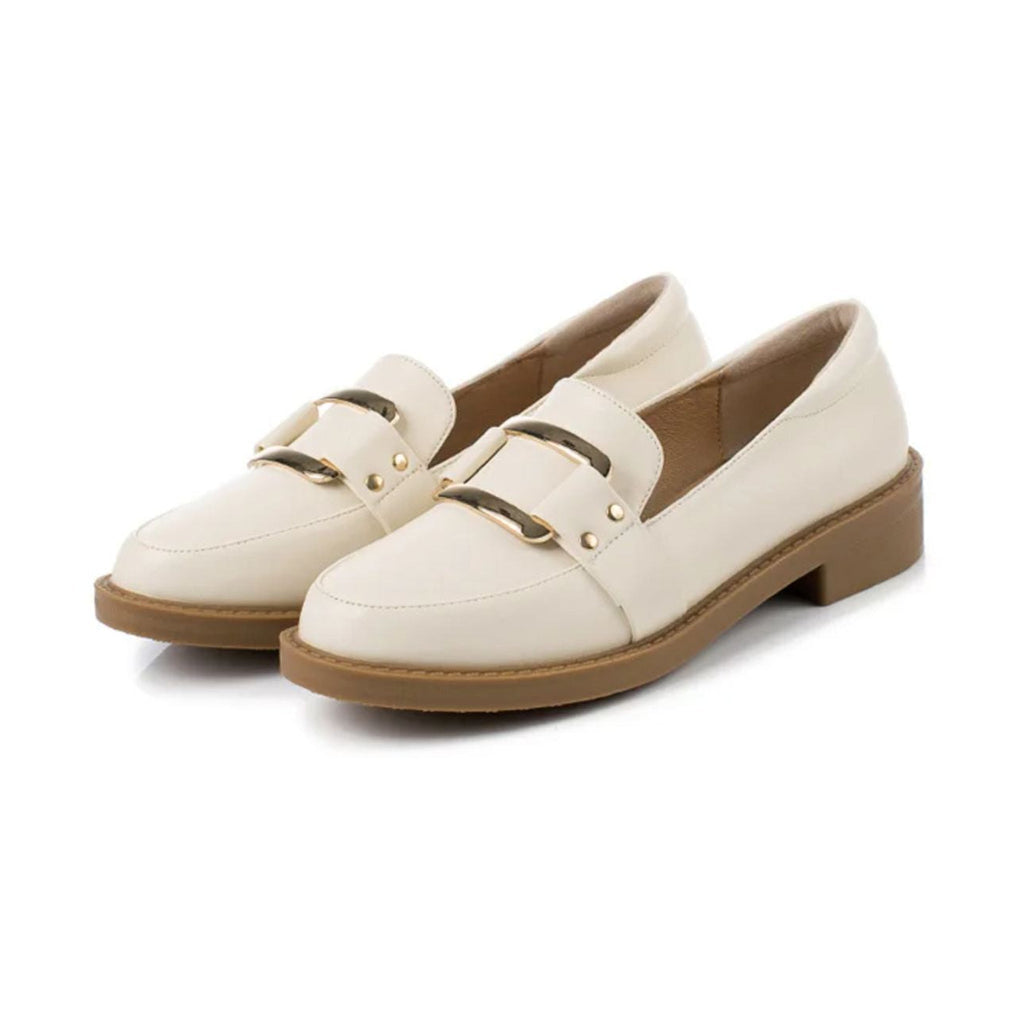 Crèmebeige dames mocassin, bovenaanzicht