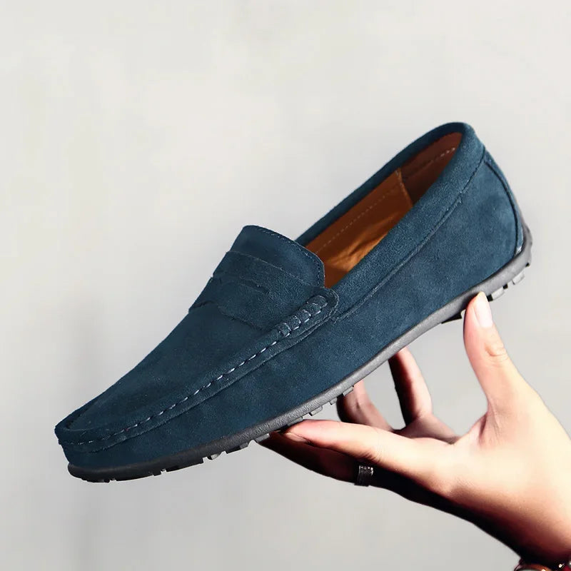 Blauwe suède herenloafers met profielzool - groen, foto 10