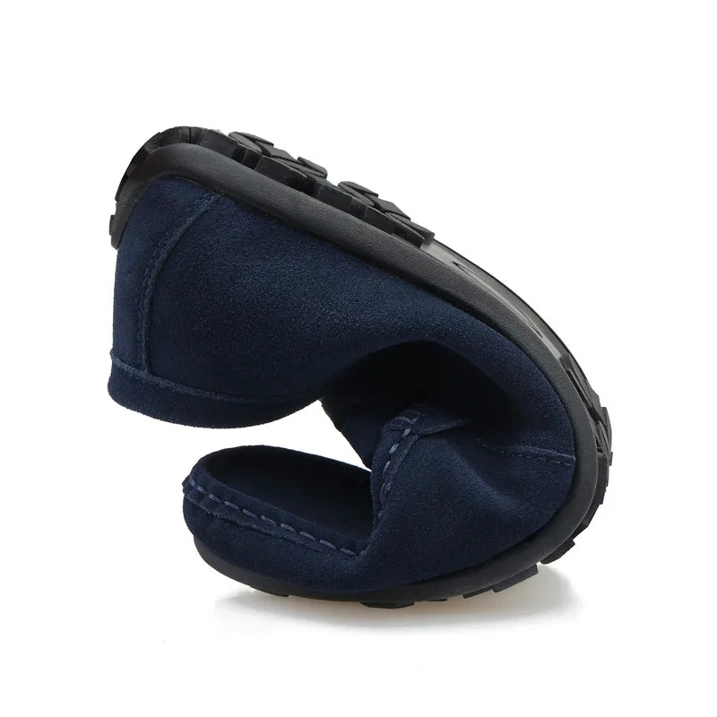 Blauwe suède herenloafers met profielzool - azuurblauw, foto 4