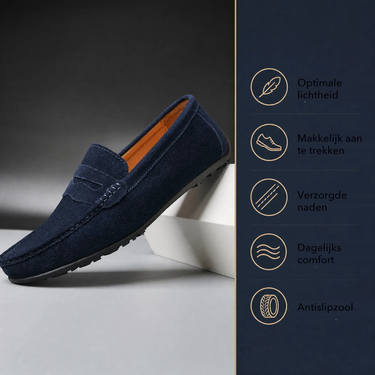 Blauwe suède herenloafers met profielzool - groen, foto 5 Afbeelding