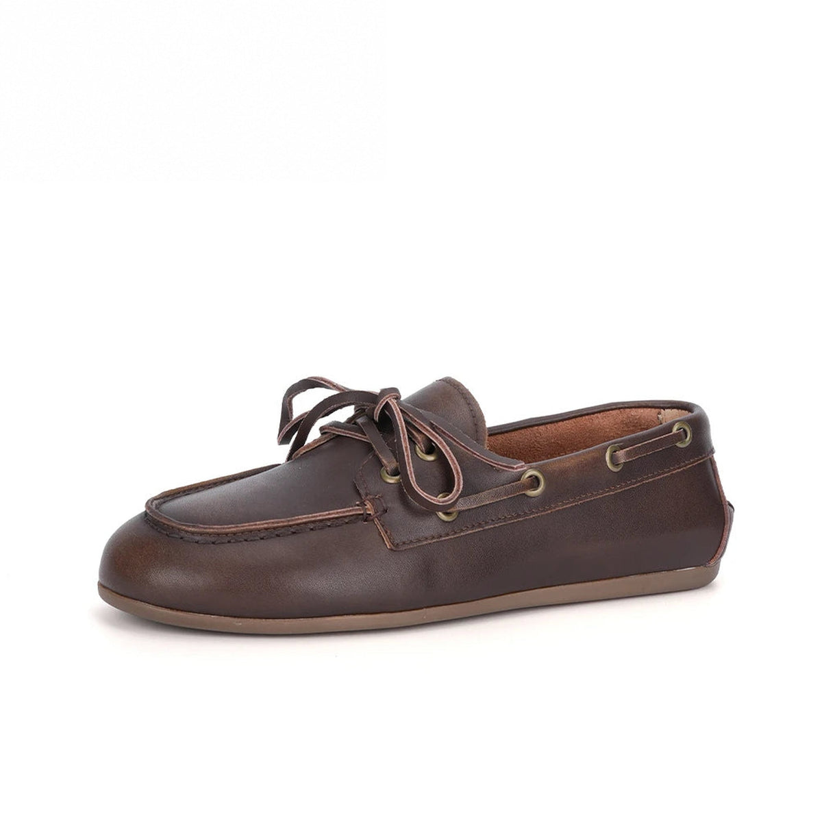 Bruine bootschoenen voor dames met veters in splitleer, zool