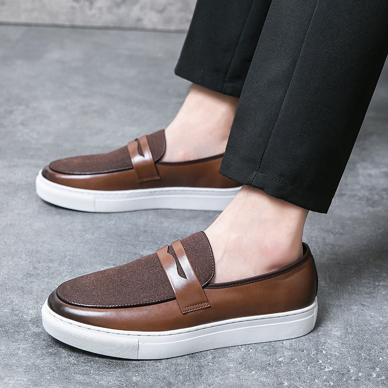 Zwarte bicolor mocassin, bovenaanzicht