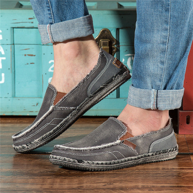 Casual mocassins in jeansstof voor heren