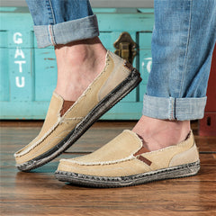 Casual mocassins in jeansstof voor heren, Beige