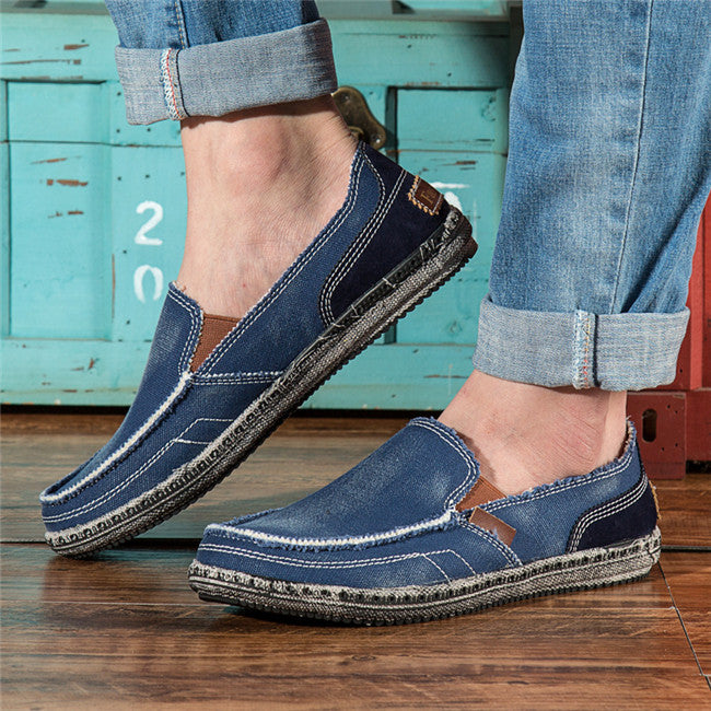Casual mocassins in jeansstof voor heren