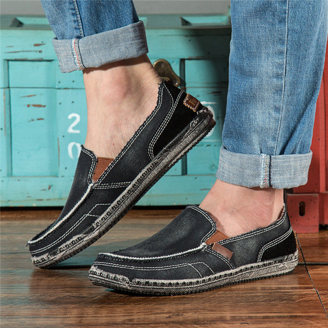 Casual mocassins in jeansstof voor heren