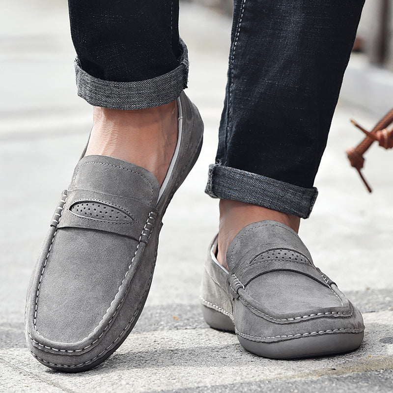 Grijze suède casual mocassins voor heren
