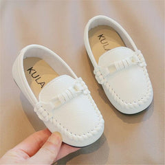 Soepele casual leren mocassins voor jongens, Wit