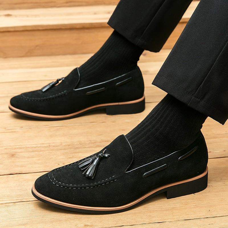 Casual loafers in echt suède met kwastjes voor heren