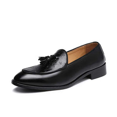 Chique leren kwastloafers voor heren, Zwart