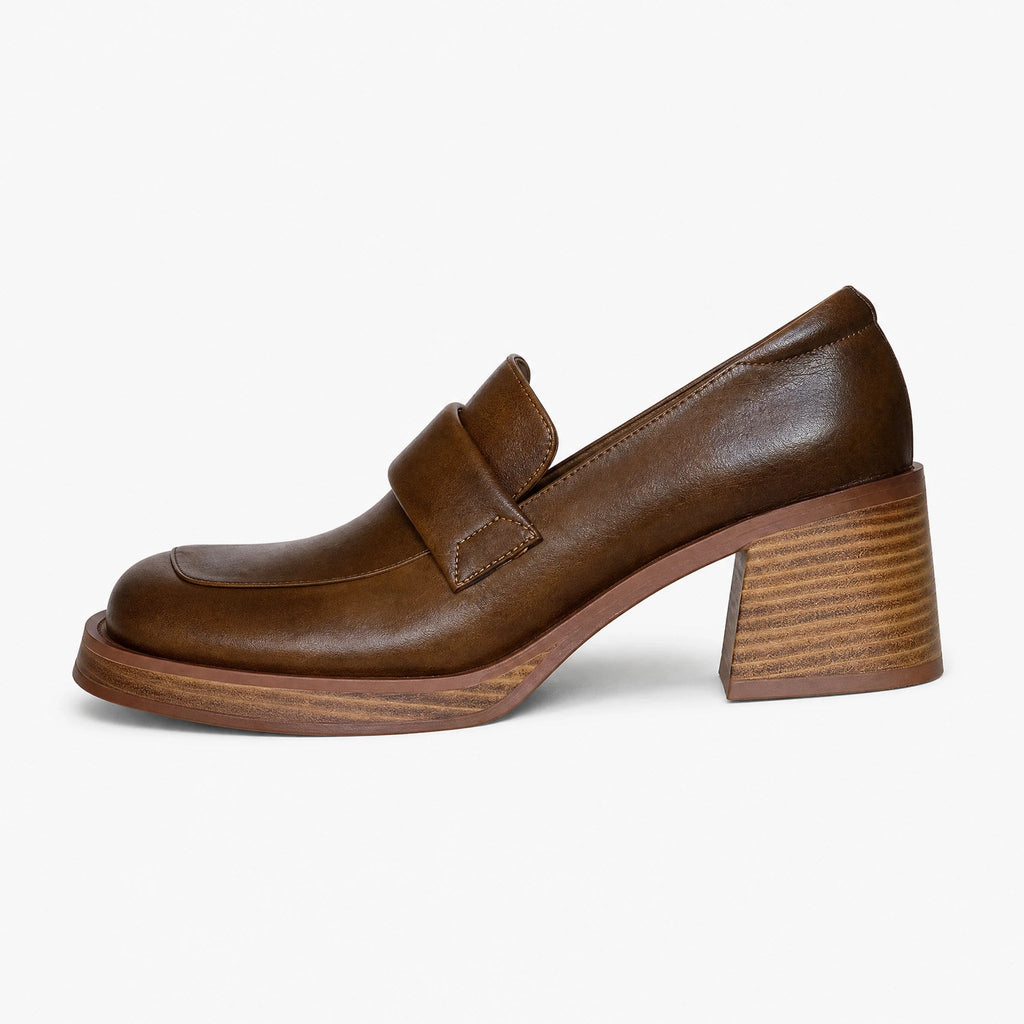 Dames loafers met blokhak en dikke zool - afbeelding 2