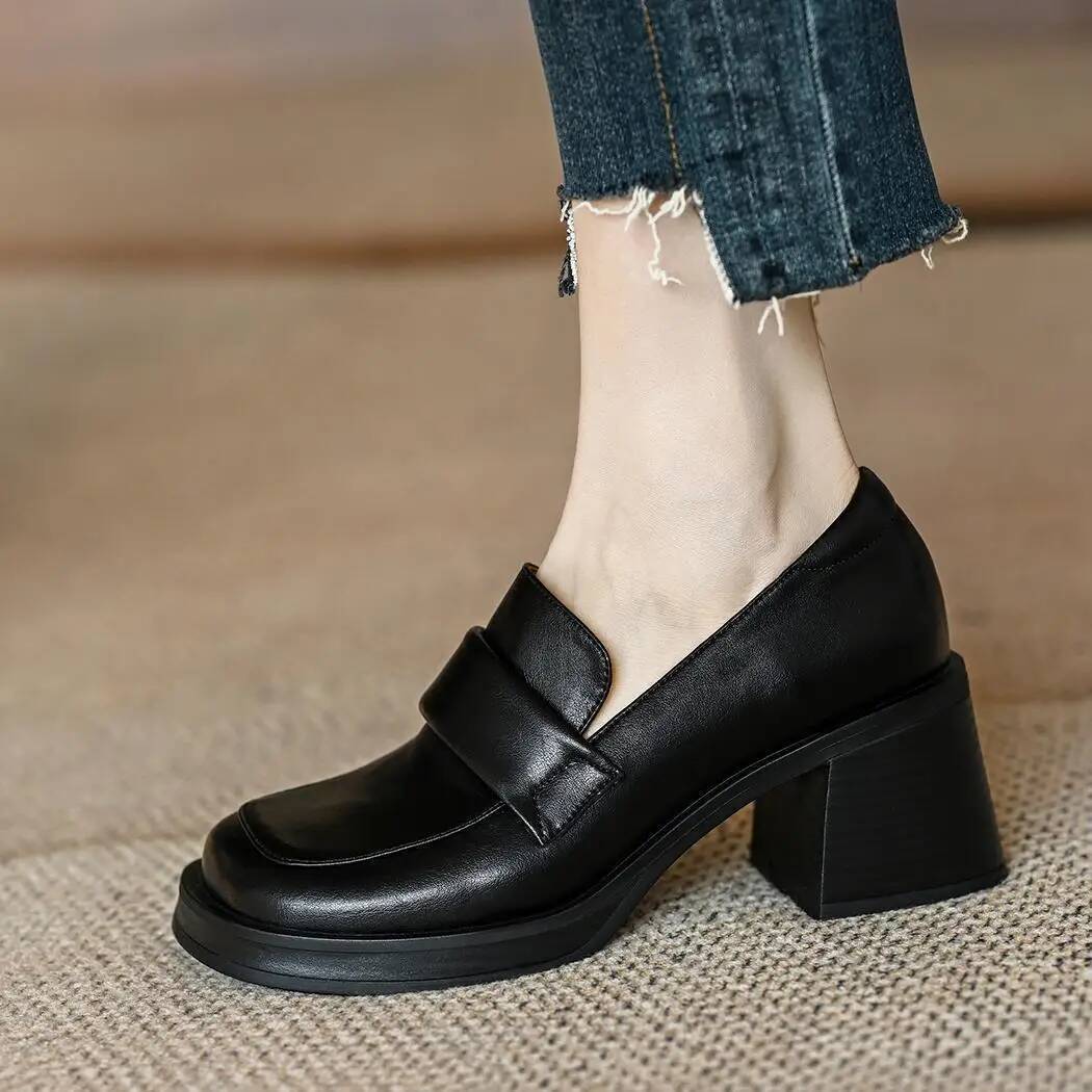 Dames loafers met blokhak en dikke zool - afbeelding 6