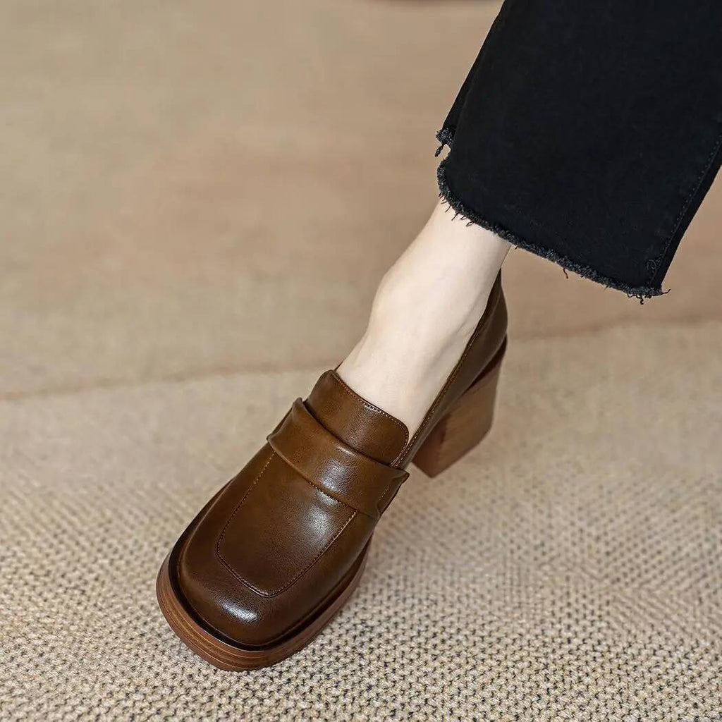 Dames loafers met blokhak en dikke zool - afbeelding 8