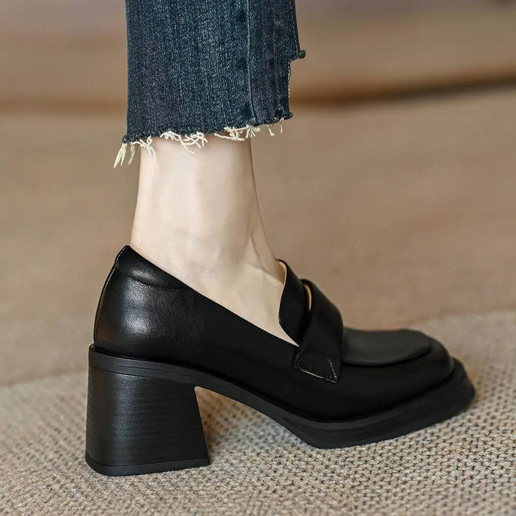 Dames loafers met blokhak en dikke zool - afbeelding 9