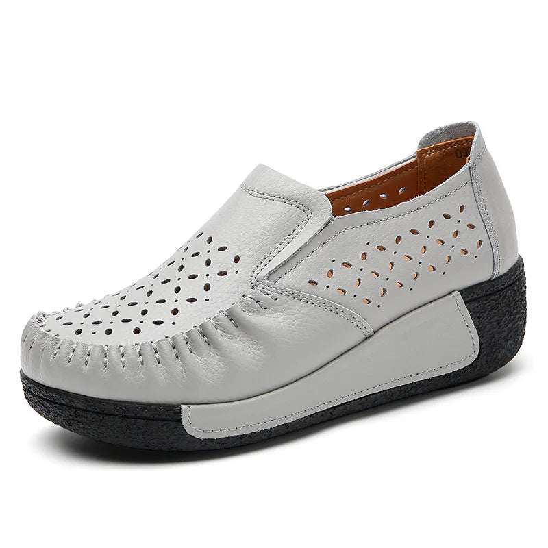 Open damesloafer van leer in zwart