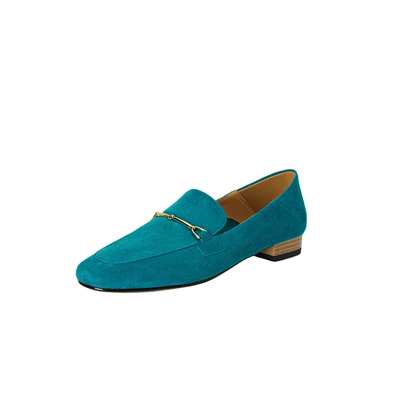 Dames loafer met gouden gesp in zwart