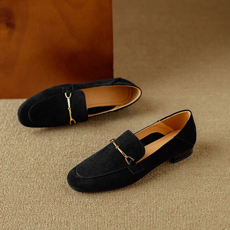 Dames loafer met gouden gesp in groen