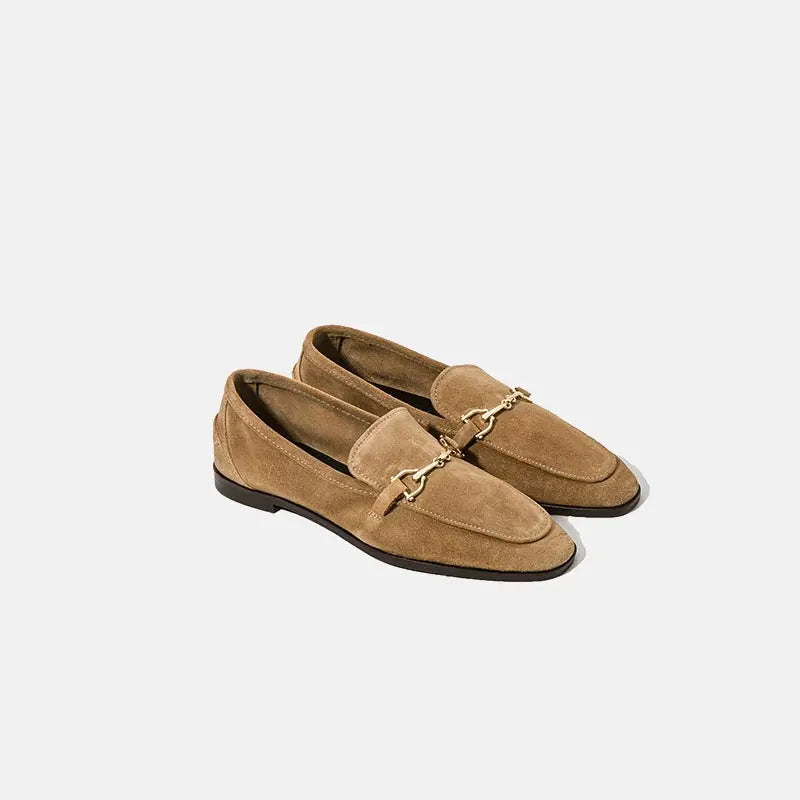 Dames loafer met gouden horsebit in camel