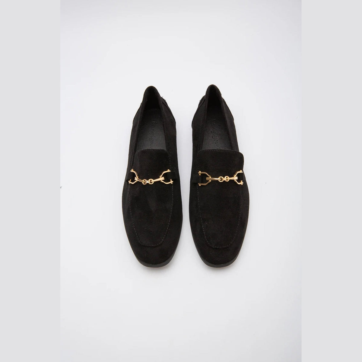 Dames loafer met gouden horsebit in zwart