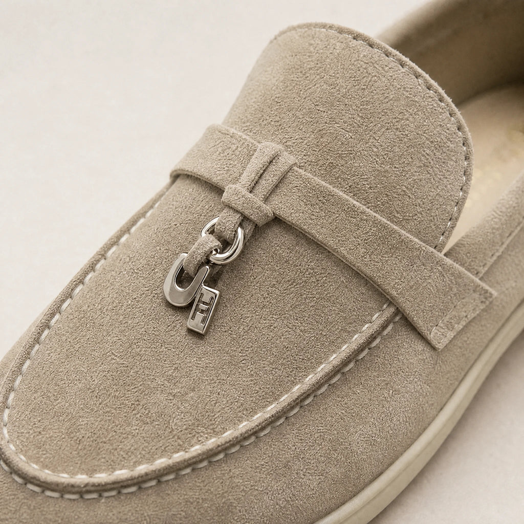 Dames loafers van kunstsuède met metalen kwastje - afbeelding 2