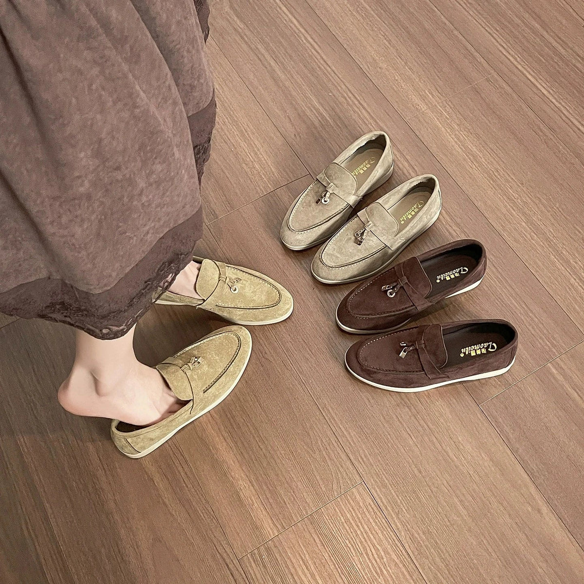 Dames loafers van kunstsuède met metalen kwastje - afbeelding 8