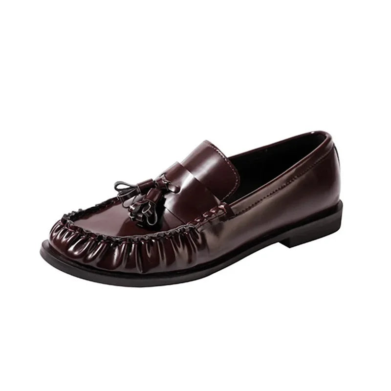 Dames loafer met kwastjes en franjes, binnenkant van de schoen
