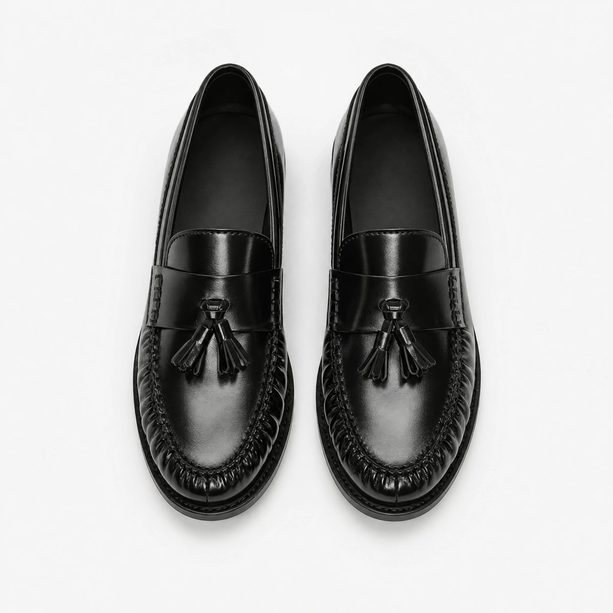 Dames loafer met kwastjes en franjes, bovenaanzicht