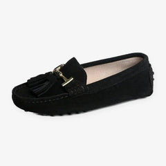 Dames loafers met kwastjes en gouden detail, Zwart