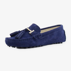 Dames loafers met kwastjes en gouden detail, Marineblauw