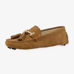 Dames loafers met kwastjes en gouden detail, Camel
