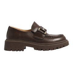 Loafers met dikke hak in neutrale kleuren voor dames, Bruin
