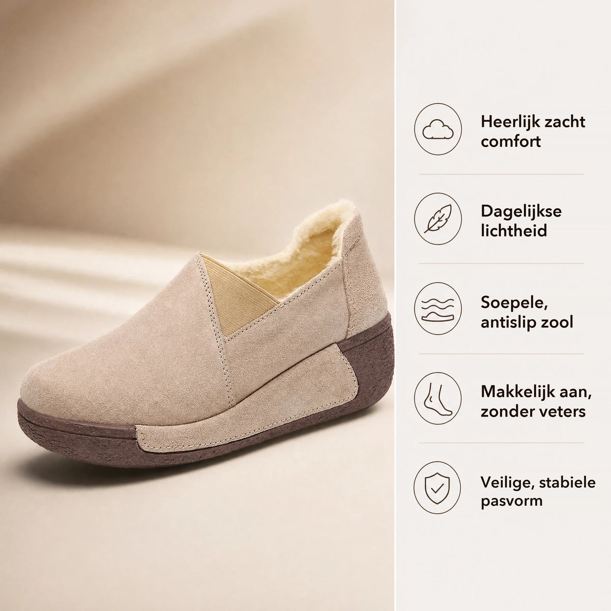 Suède damesloafer met fleece in bruin Afbeelding