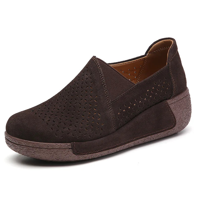 Damesloafer van suède in donkergrijs