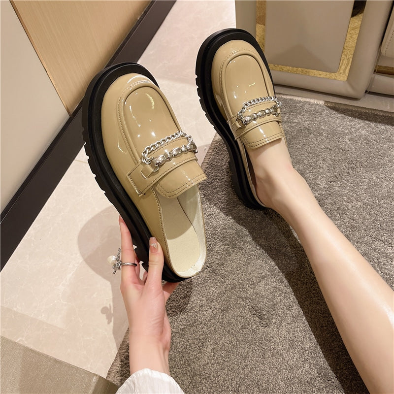 Platformloafers met zilveren kettinkjes voor dames