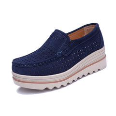 Gecompenseerde mocassins met uitgesneden sterrenmotief voor dames, Blauw