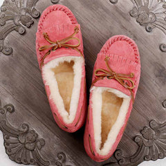 Gevoerde suède loafers met strik voor dames, Roos