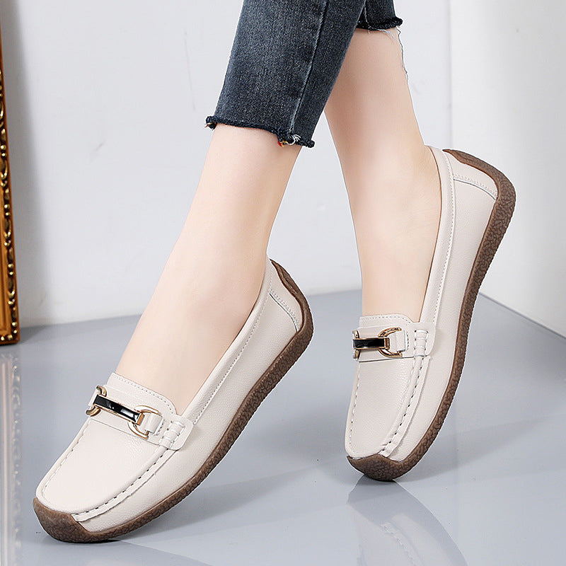 Leren loafers met gouden details voor dames