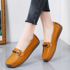 Leren loafers met gouden details voor dames, Oranje