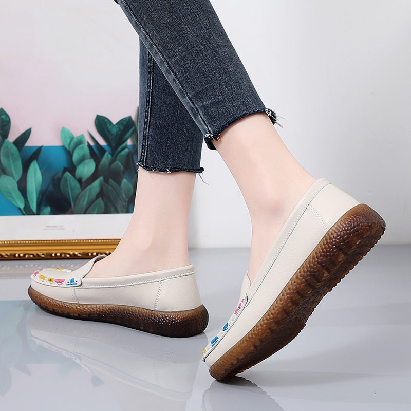 Dames loafers met discrete bloemenpatronen