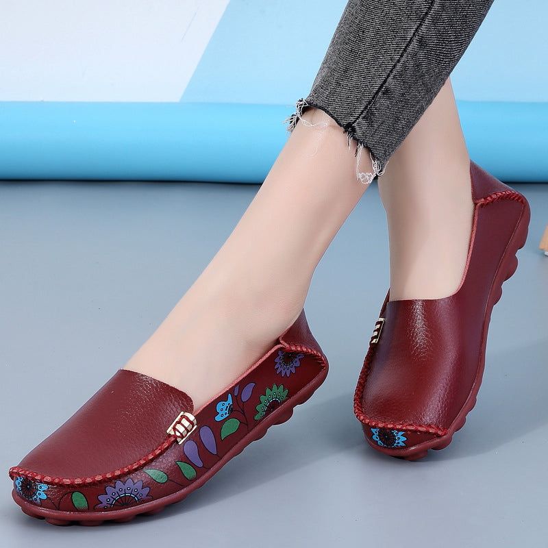 Leren loafers met bloemmotief voor dames