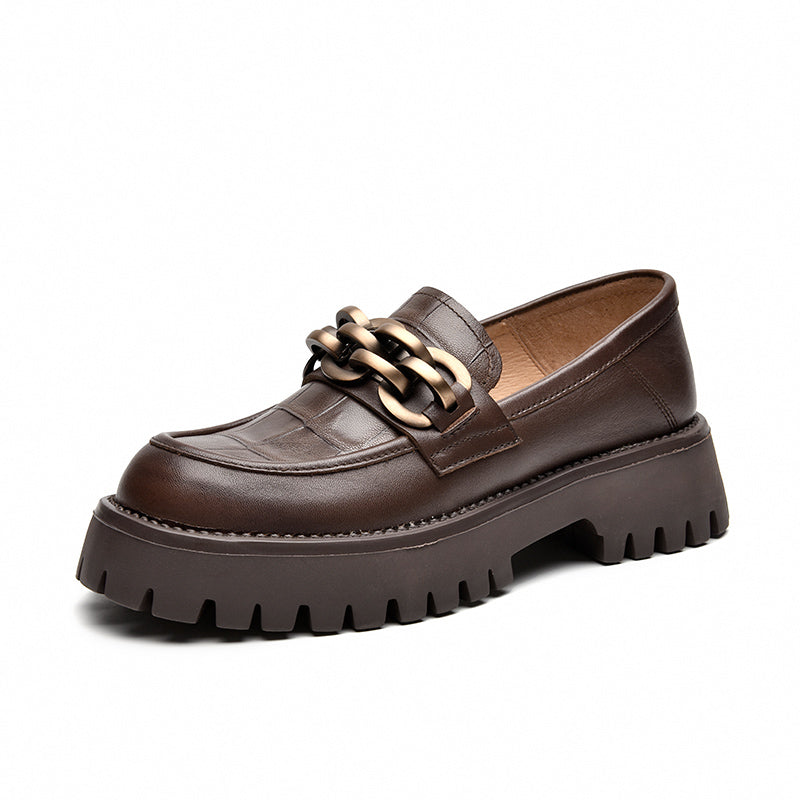 Leren loafers met metalen ketting voor dames