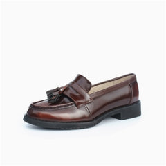 Elegante loafers met kwastjes in echt leer voor dames, Bruin